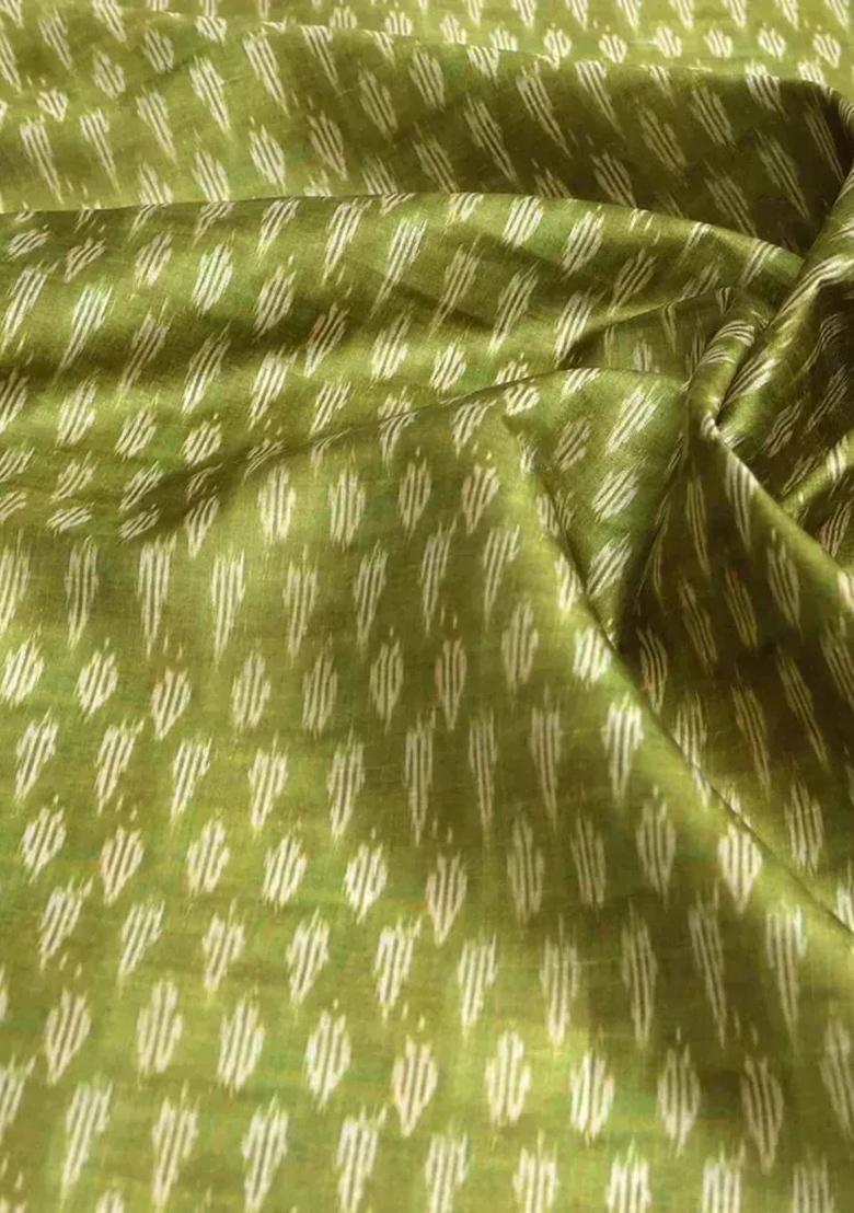 Green Printed Silk Blend Lehenga Set - Indya