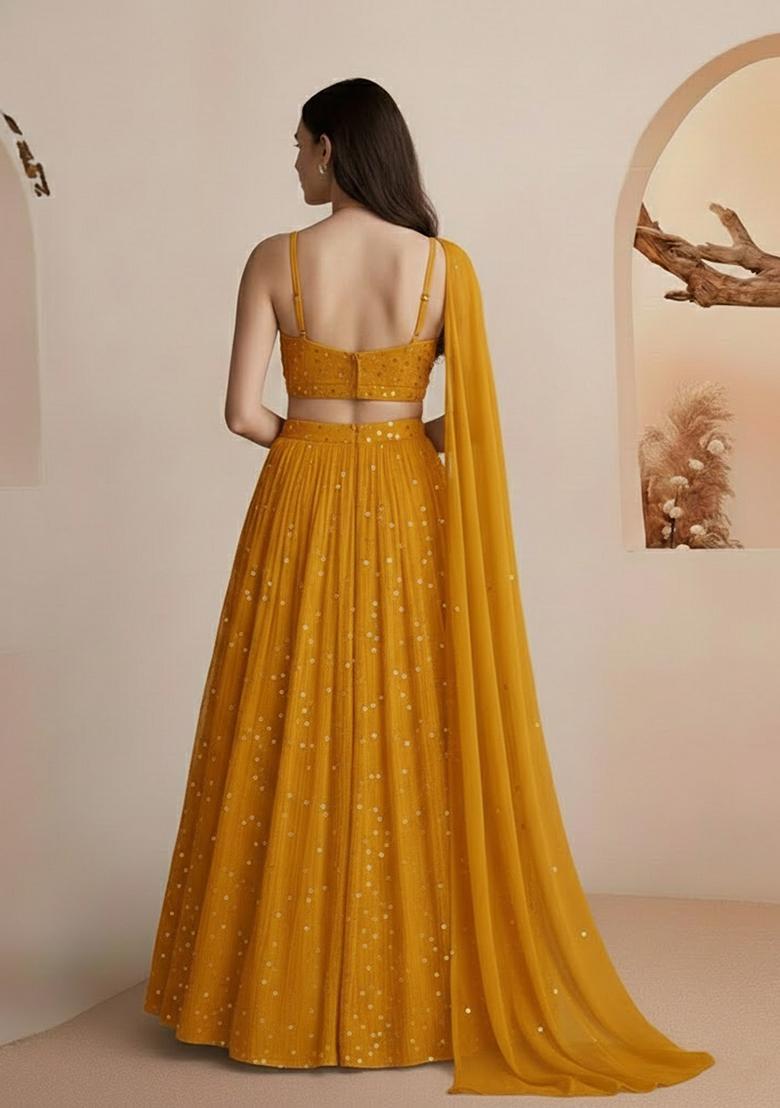 Yellow Embellished Lehenga Set - Indya