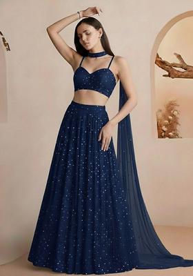 Blue Embellished Lehenga Set