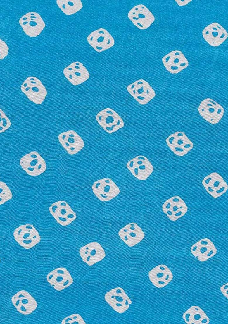 Sky Blue Printed Chanderi Lehenga Set - Indya
