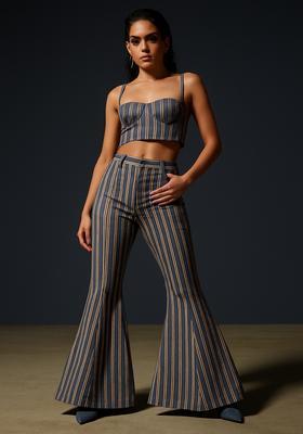 Dark Grey Printed Cotton Denim Co-Ord Set