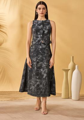 Black Sequin Cotton Denim Co-Ord Set