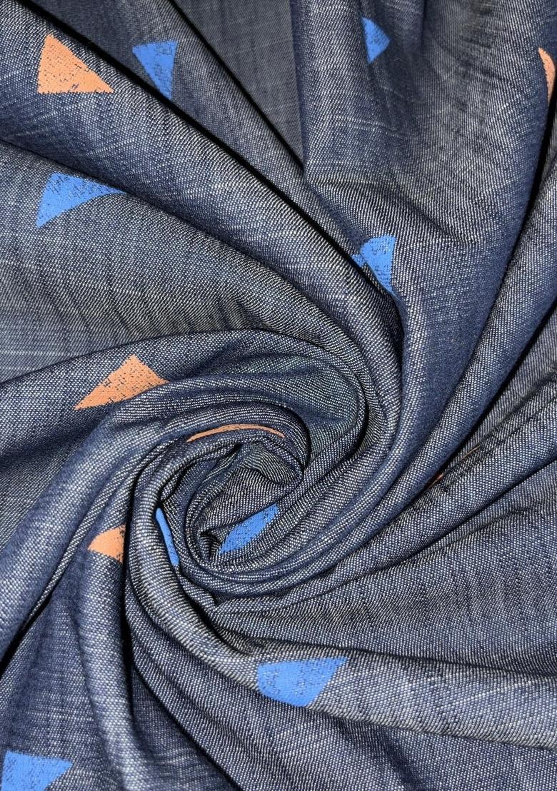 Blue Jacquard Cotton Denim Jacket Cords - Indya
