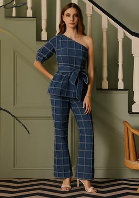 Dark Blue Patchwork Cotton Denim Co-Ord Set