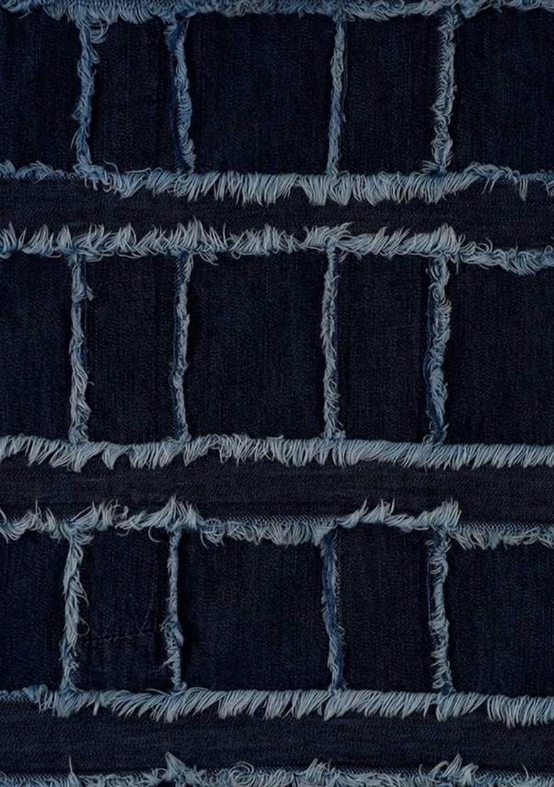 Dark Blue Patchwork Cotton Denim Co-Ord Set - Indya