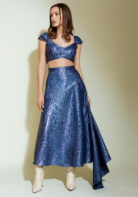 Blue Printed Denim Co-Ord Set