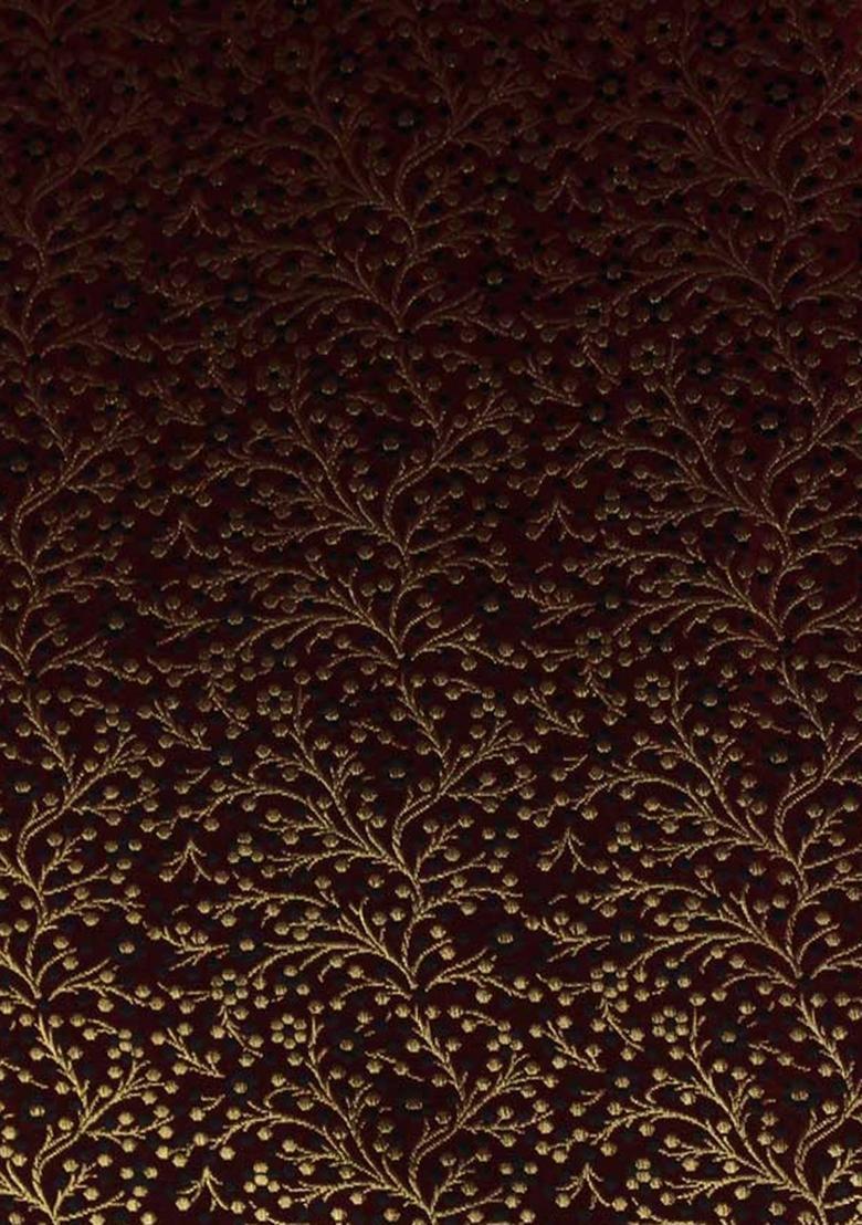 Brown Embroidered Brocade Co-Ord Set - Indya
