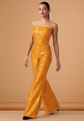 Orange Jacquard Brocade Co-Ord Set