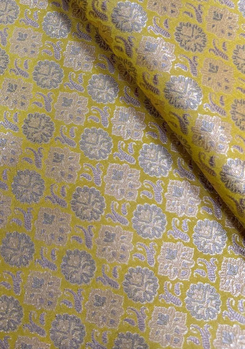 Yellow Embroidered Brocade Skirt Cord Set - Indya