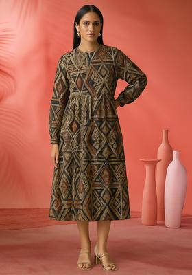 Multicolor Printed Poly Cotton Dress