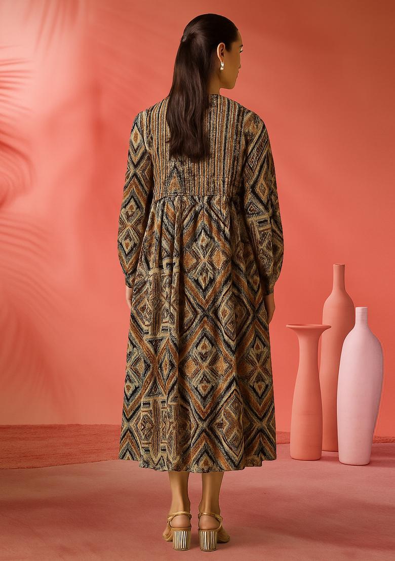 Multicolor Printed Poly Cotton Dress - Indya