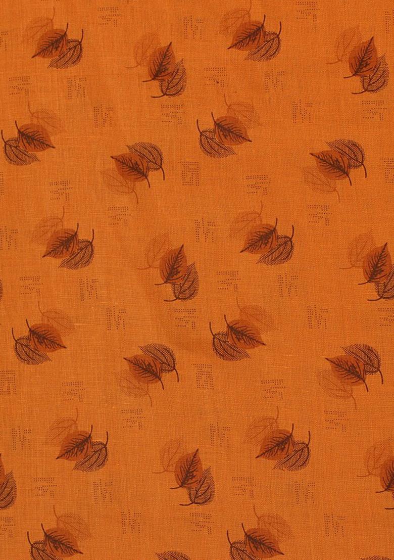 Orange Printed Linen Dress - Indya