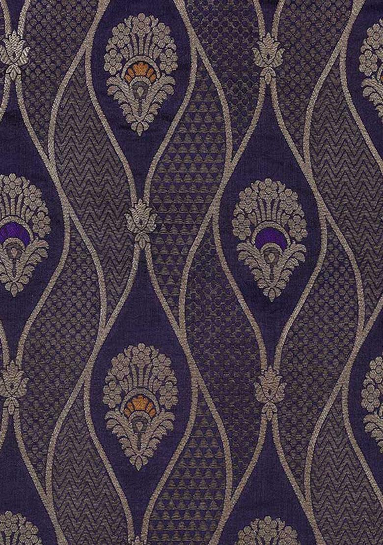 Purple Embroidered Brocade Dress - Indya