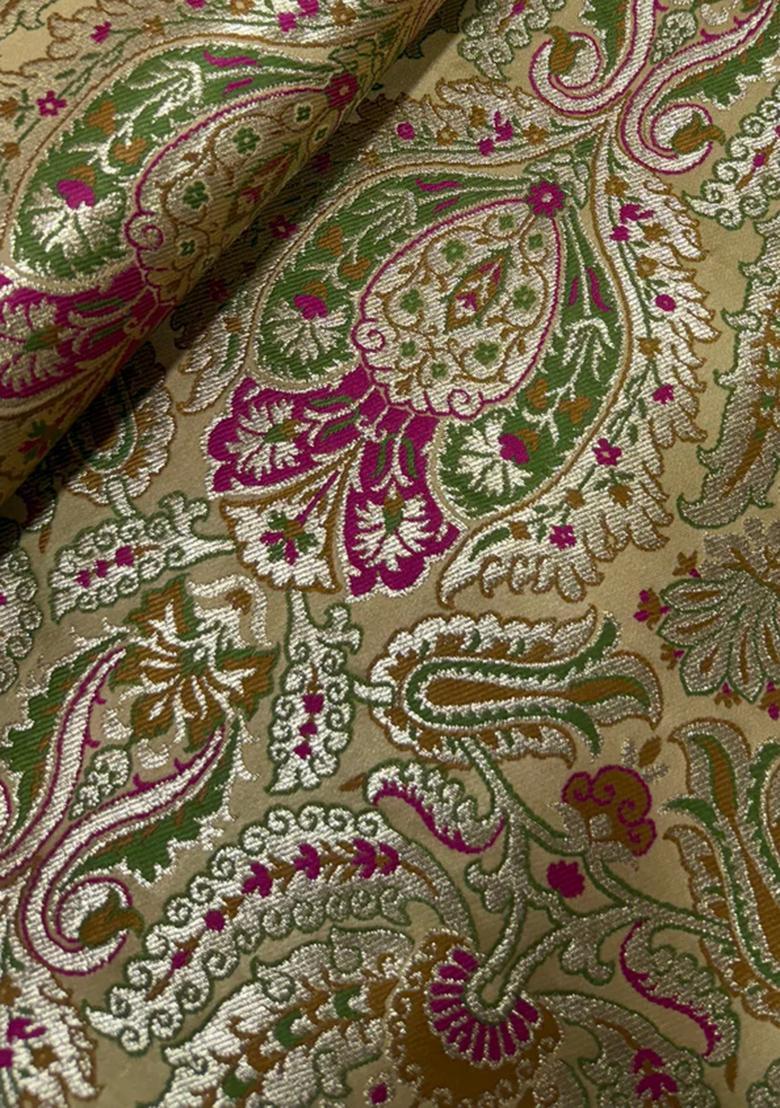 Multicolor Embroidered Brocade Dress - Indya