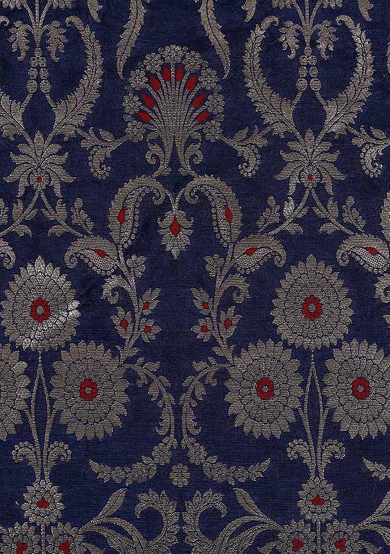 Navy Blue Embroidered Polyester Dress - Indya