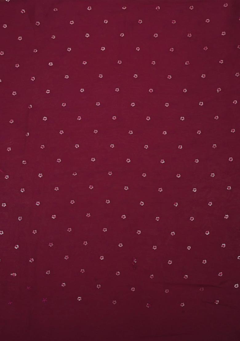 Maroon Embroidered Georgette Fusion Set - Indya