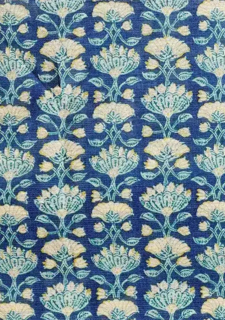Blue Printed Georgette Fusion Set - Indya