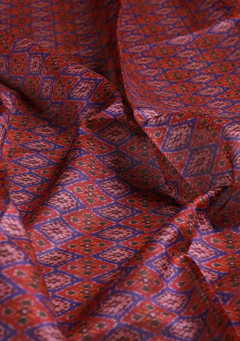 Maroon Printed Georgette Fusion Set - Indya