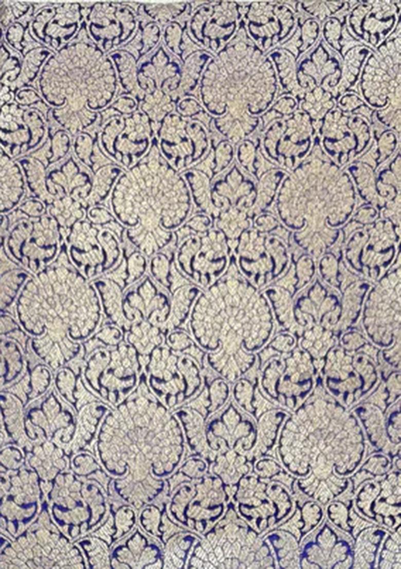 Royal Blue Embroidered Brocade Shirt And Short Set - Indya