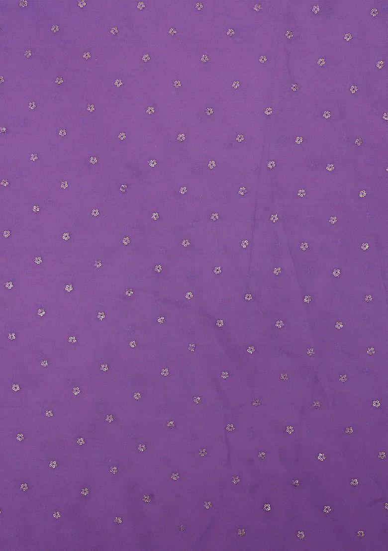 Lavender Embroidered Georgette Lehenga Set - Indya