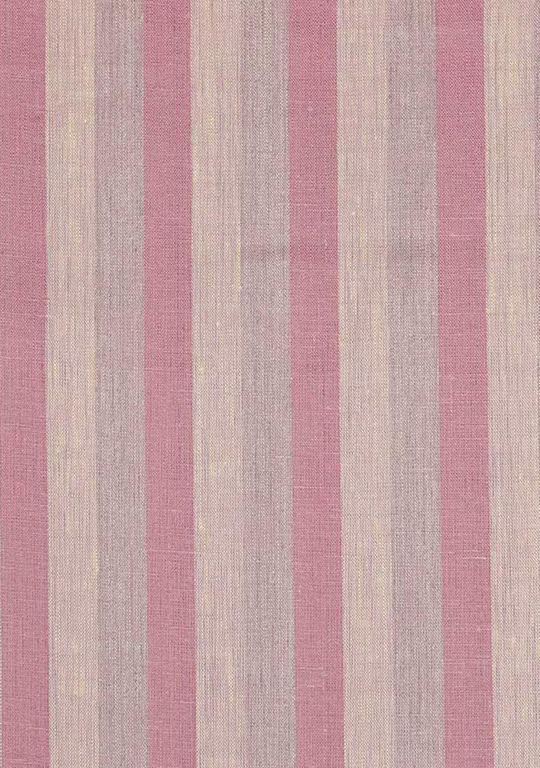 Pink Striped Linen Crop Top And Skirt Set - Indya