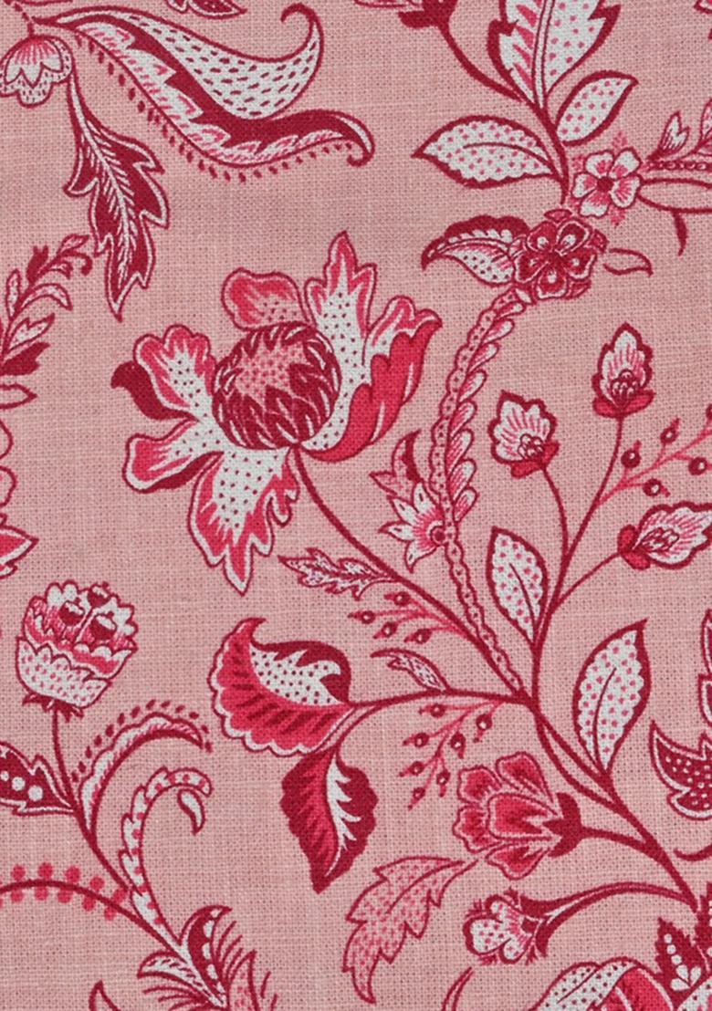 Pink Printed Linen Skirt Set - Indya