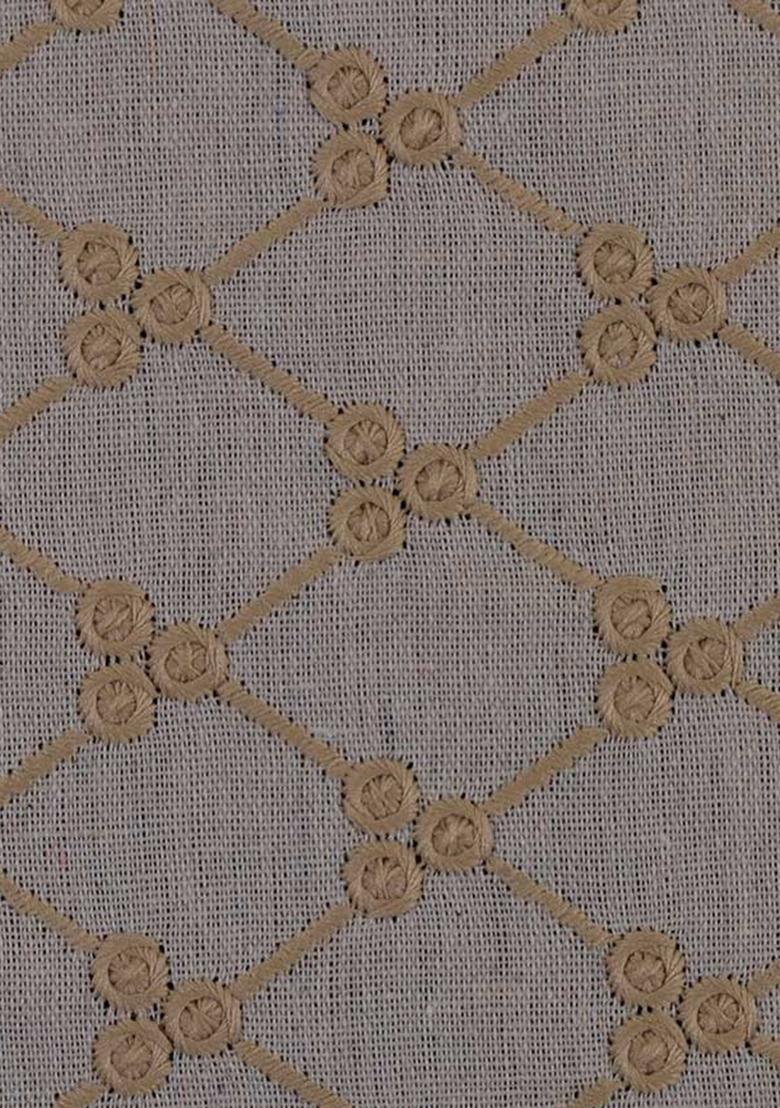 Beige Chikankari Linen Skirt Set - Indya