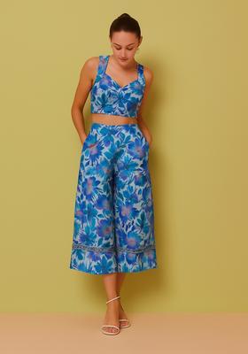 Blue Printed Linen Co-Ord Set