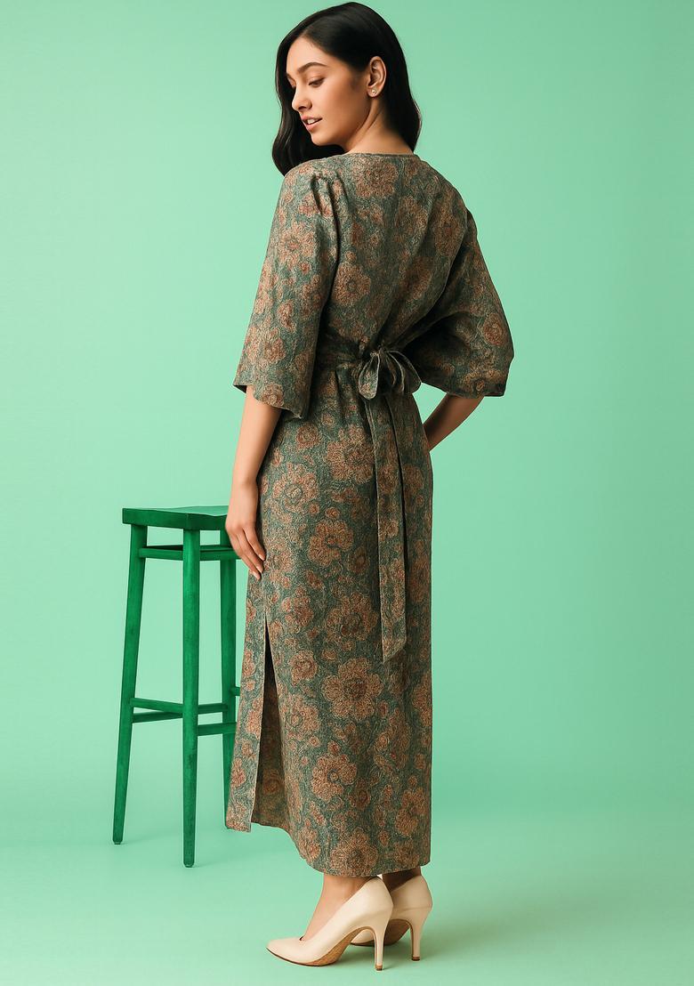 Multicolor Printed Cotton Dress - Indya