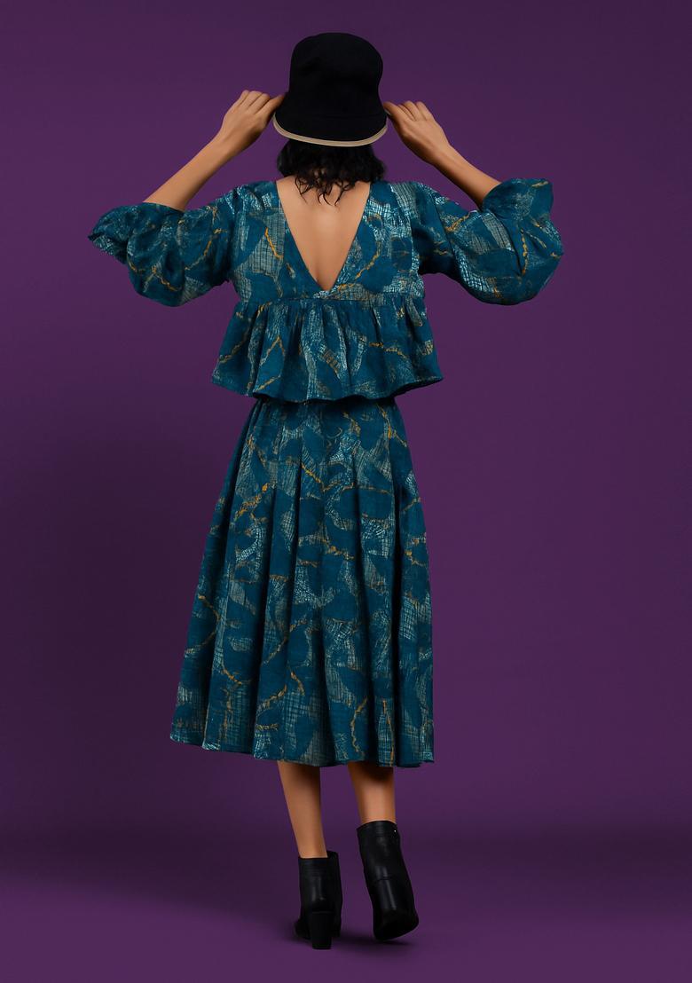 Blue Printed Cotton Co-Ord Set - Indya