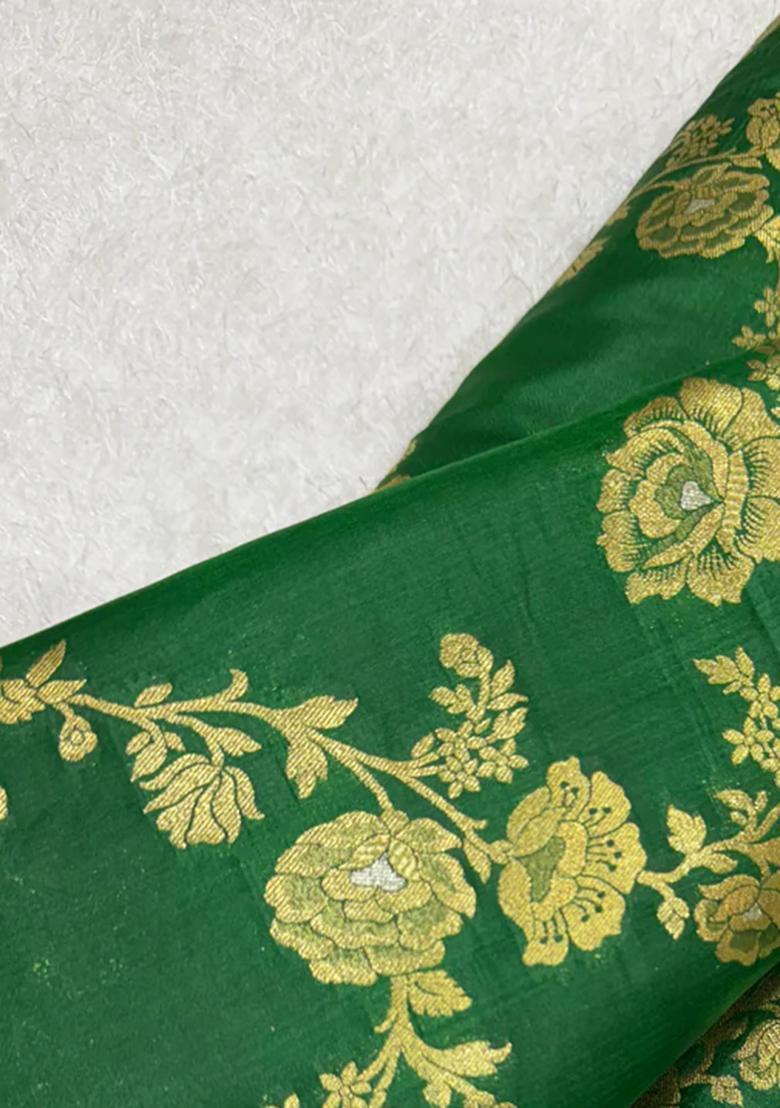 Green Embroidered Brocade Co-Ord Set - Indya