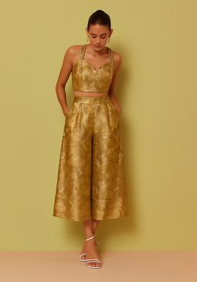 Golden Embroidered Brocade Co-Ord Set