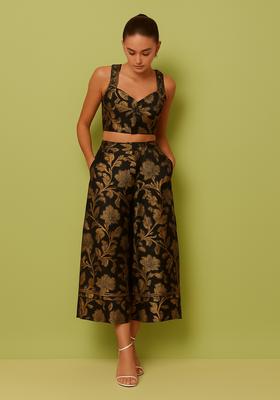 Black Embroidered Brocade Co-Ord Set