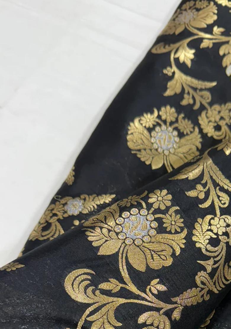 Black Embroidered Brocade Co-Ord Set - Indya