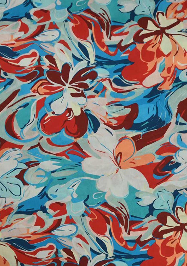 Multicolor Poplin Floral Printed Dress - Indya