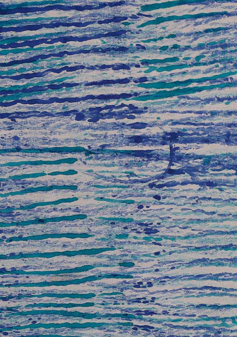 Blue Cotton Abstract Printed Dress - Indya