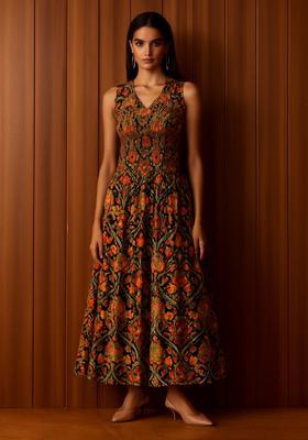 Multicolor Poplin Floral Printed Dress