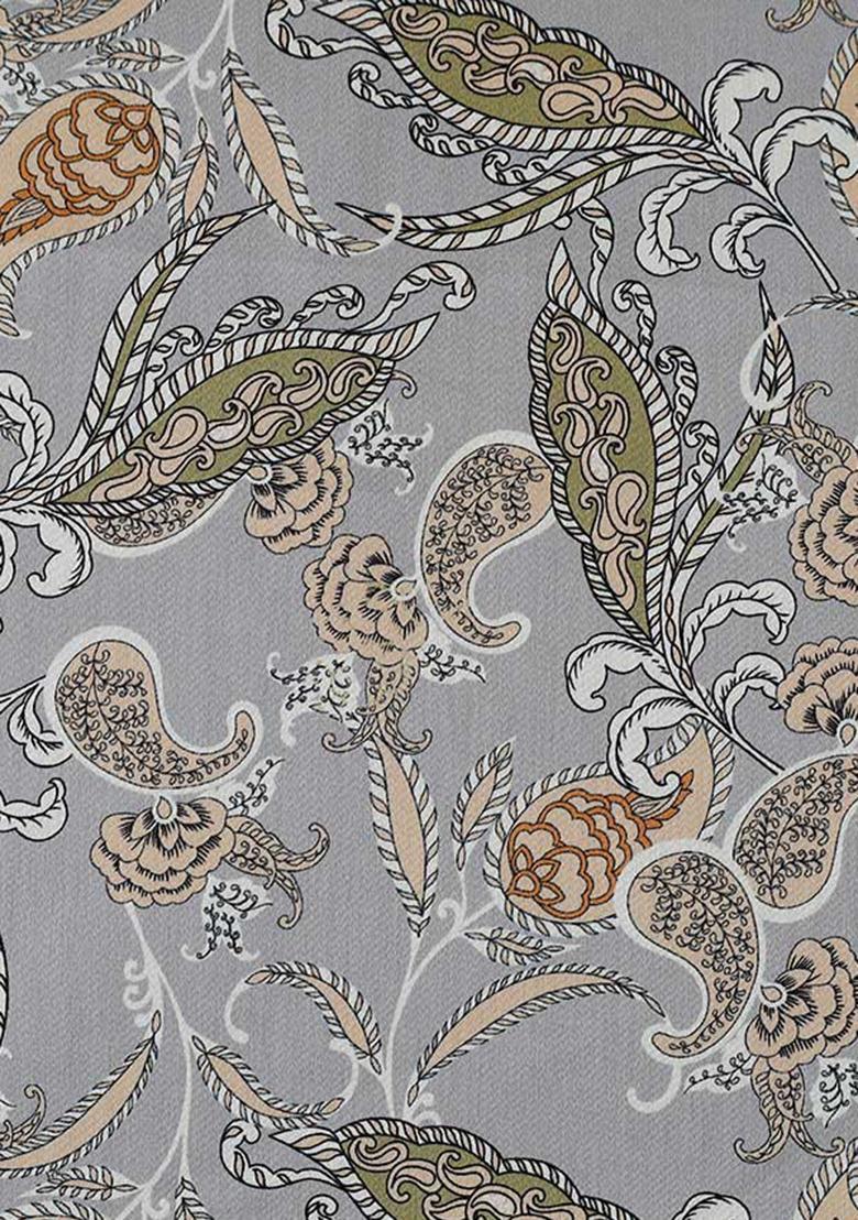 Grey Cotton Floral Printed Dress - Indya