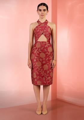 Maroon Brocade Dress