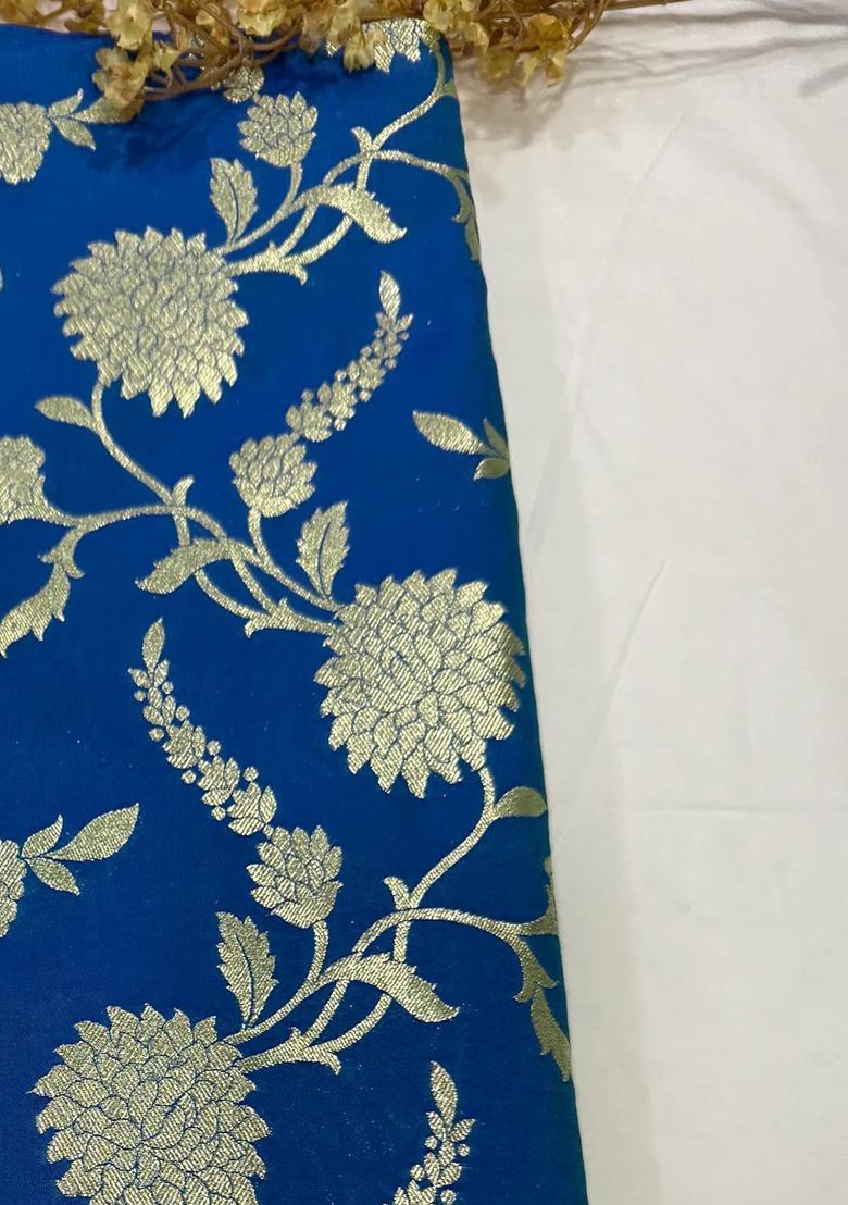 Blue Brocade Dress - Indya