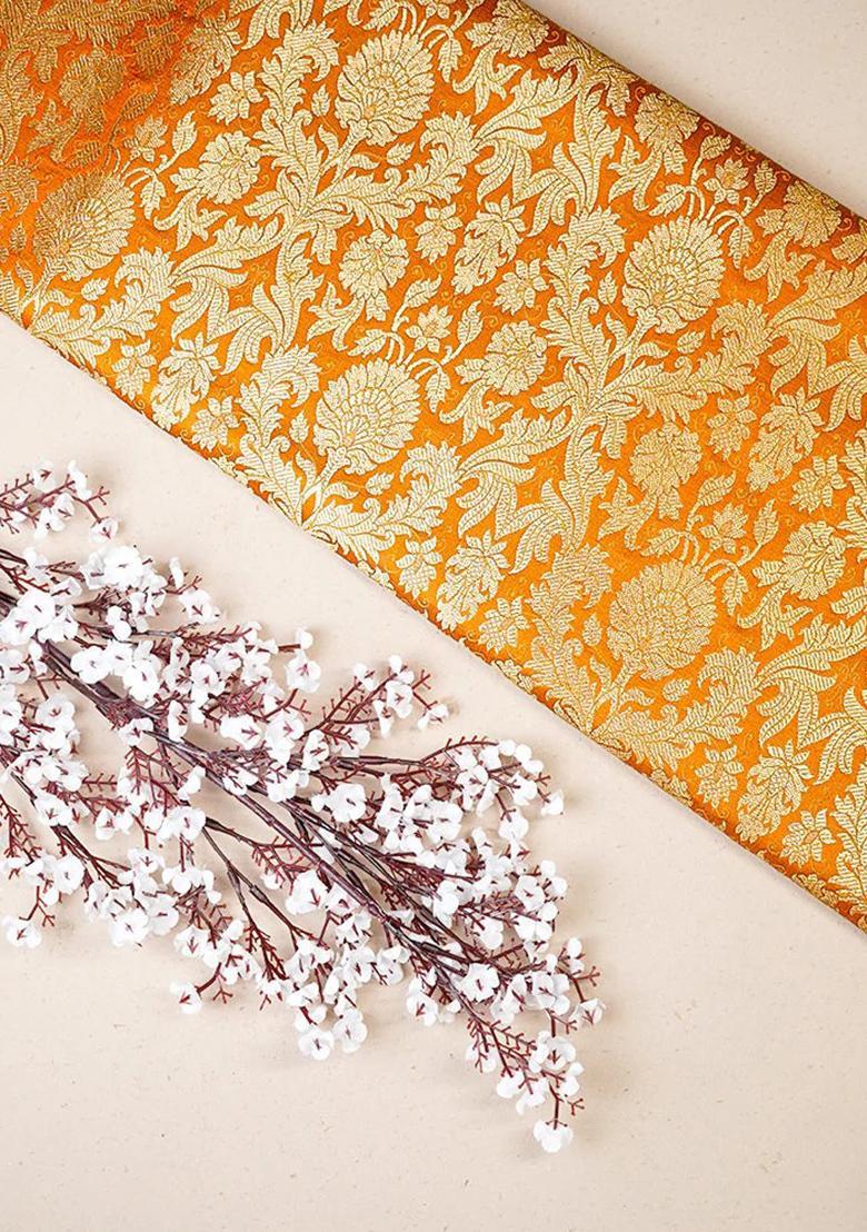 Mustard Yellow Brocade Dress - Indya