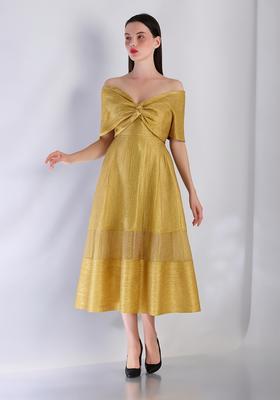 Beige Brocade Dress