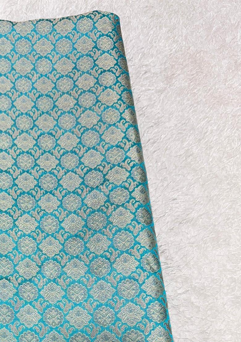 Sky Blue Brocade Dress - Indya