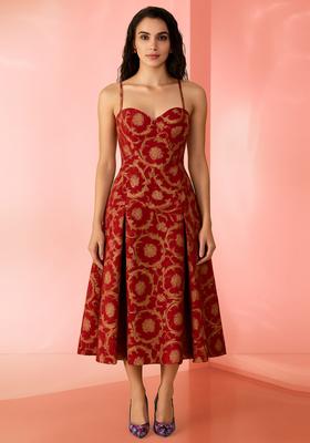 Red Brocade Dress