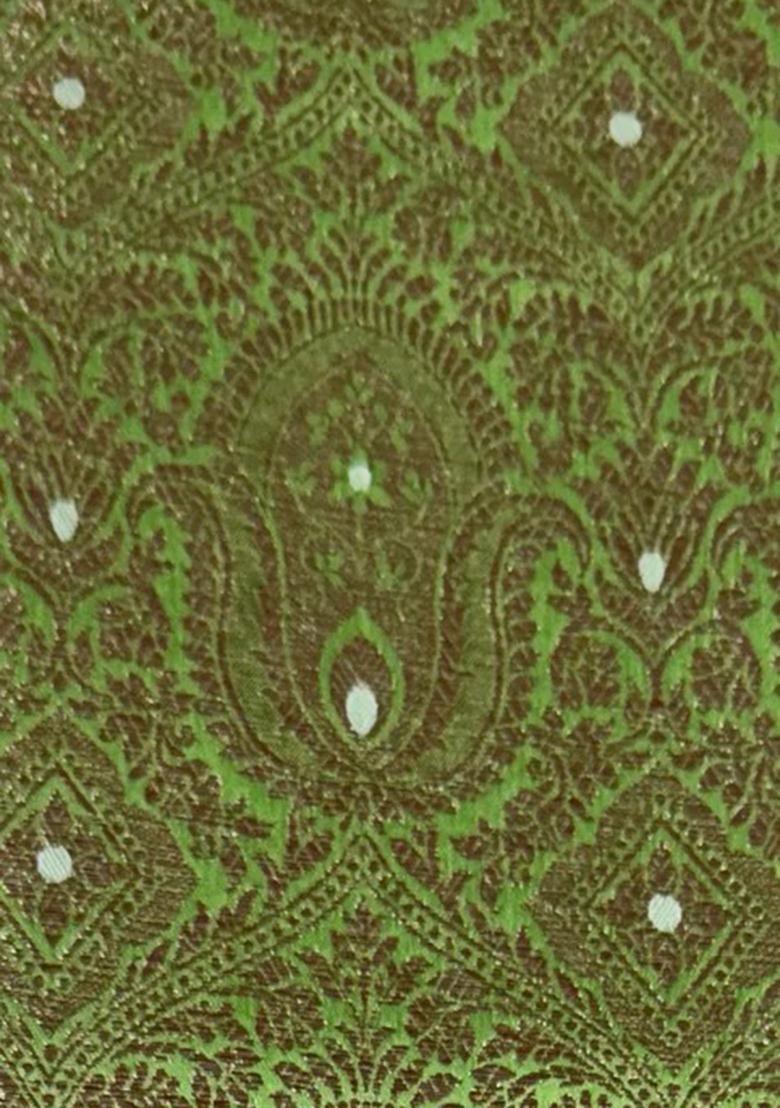 Light Green Brocade Dress - Indya