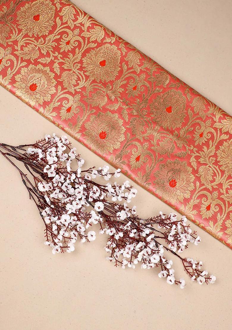 Peach Brocade Dress - Indya
