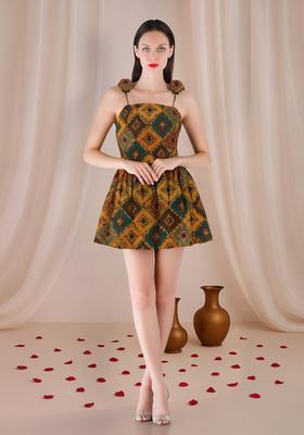 Multi Color Abstract Print Cotton Dress