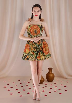 Multi Color Floral Print Cotton Dress