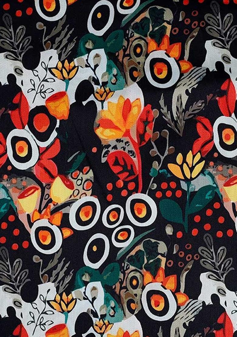 Multi Color Floral Print Cotton Dress - Indya