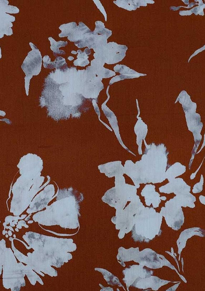 Brown Floral Print Cotton Dress - Indya